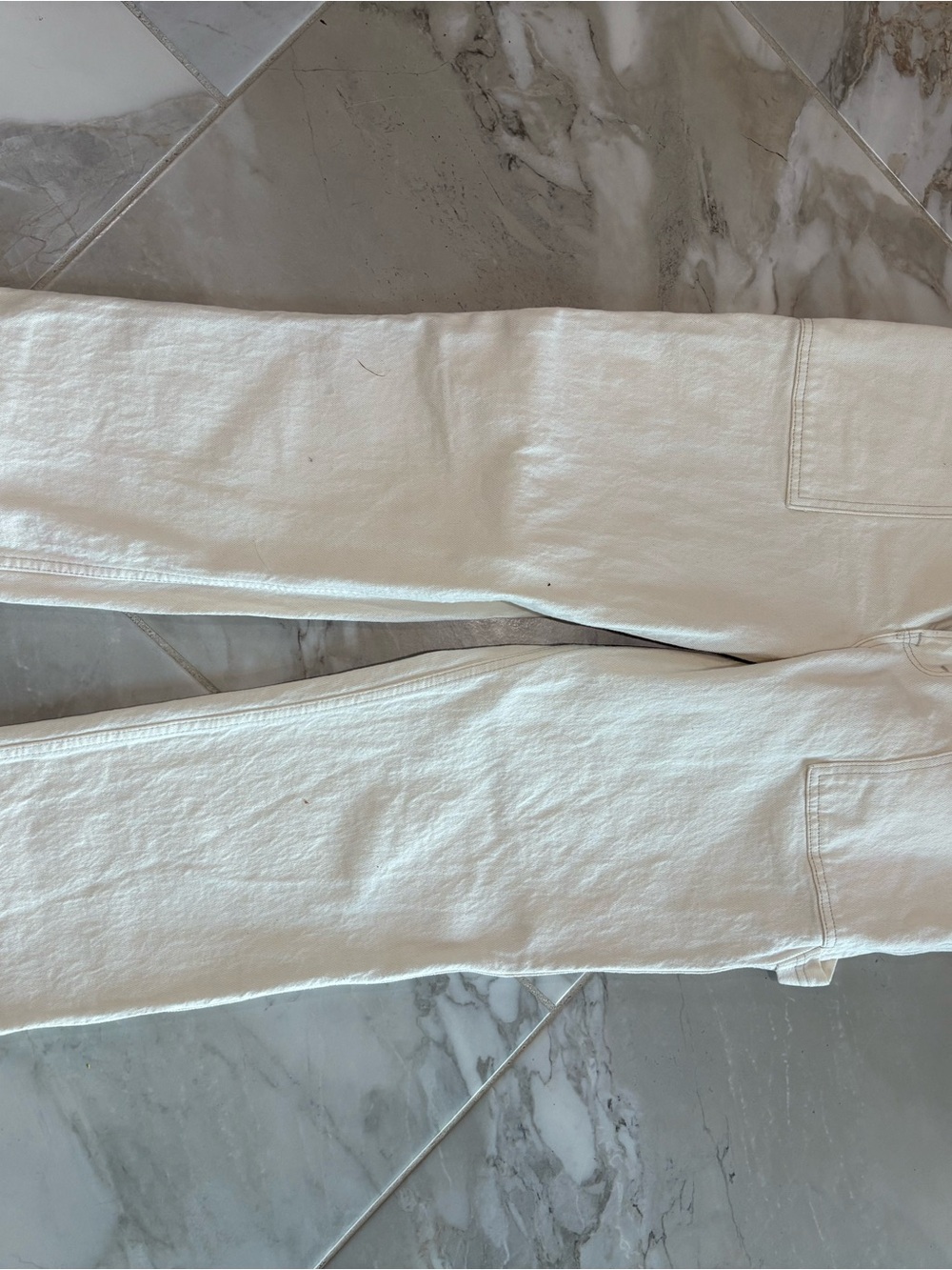 SOLD OUT Abercrombie & Fitch Cream Wide-Leg Utility Jeans - Picture 6 of 10